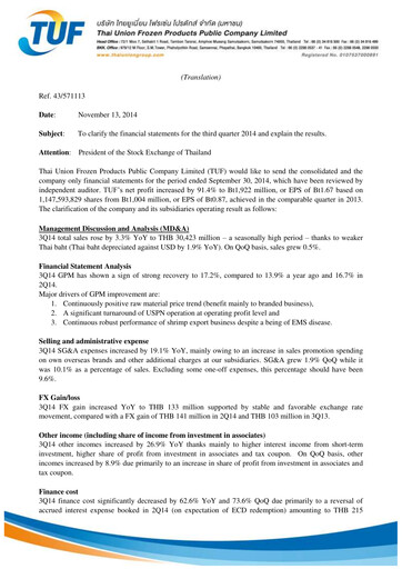 Vorschaubild Thai Union Group Quartalsbericht 2014-q3
