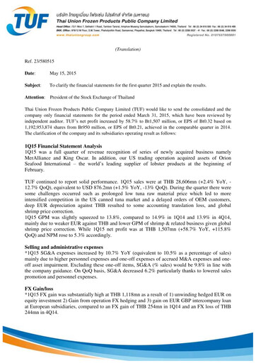 Vorschaubild Thai Union Group Quartalsbericht 2015-q1