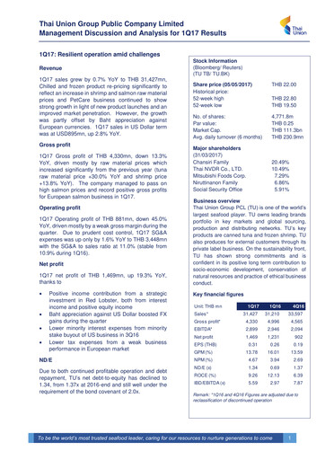 Vorschaubild Thai Union Group Quartalsbericht 2017-q1