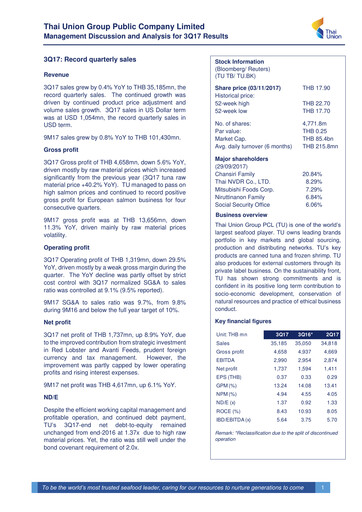 Vorschaubild Thai Union Group Quartalsbericht 2017-q3
