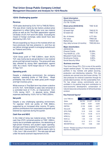 Vorschaubild Thai Union Group Quartalsbericht 2018-q1