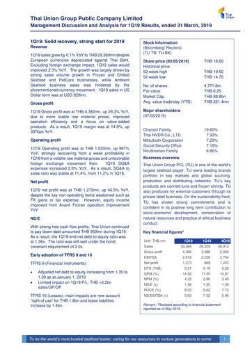 Vorschaubild Thai Union Group Quartalsbericht 2019-q1