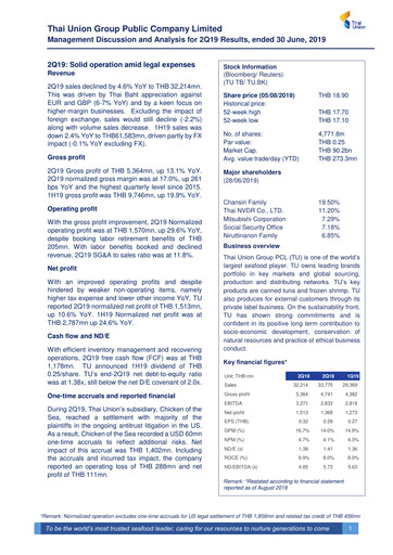 Vorschaubild Thai Union Group Quartalsbericht 2019-q2