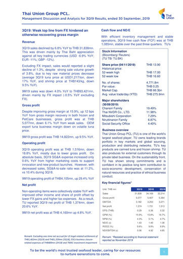 Vorschaubild Thai Union Group Quartalsbericht 2019-q3