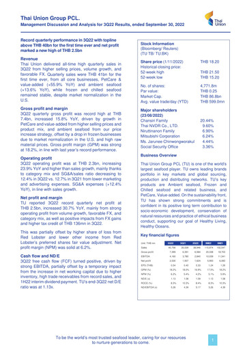 Vorschaubild Thai Union Group Quartalsbericht 2022-q3