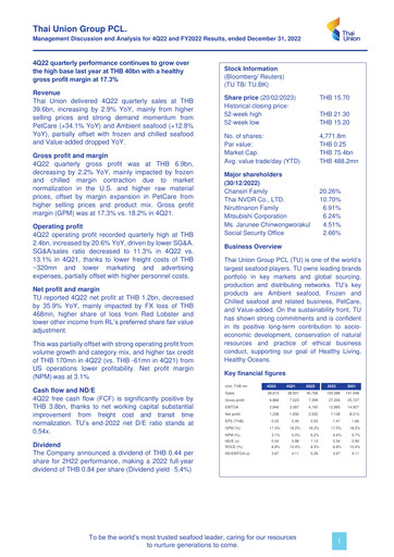 Vorschaubild Thai Union Group Quartalsbericht 2022-q4