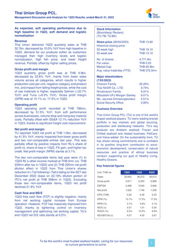Vorschaubild Thai Union Group Quartalsbericht 2023-q1