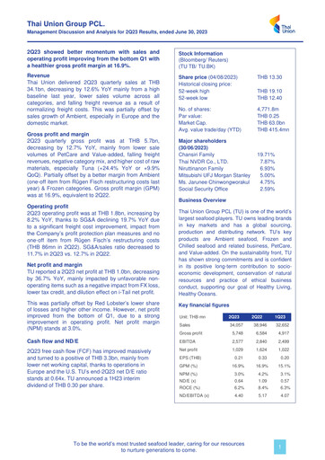 Vorschaubild Thai Union Group Quartalsbericht 2023-q2