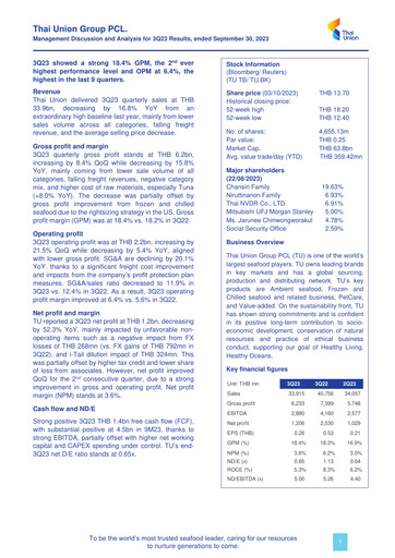 Vorschaubild Thai Union Group Quartalsbericht 2023-q3