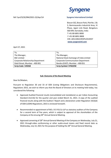 Thumbnail Syngene International Financial Statement 2021