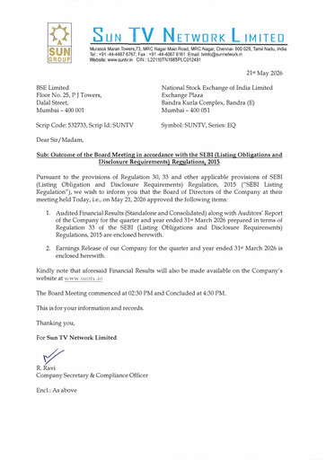 Miniature Sun TV Network
 Bilan financier 2025-2026