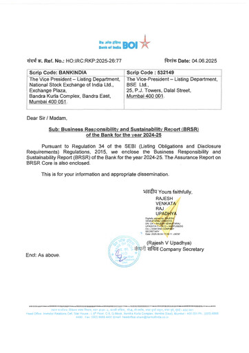 Thumbnail Bank of India
 Sustainability Report 2024-2025