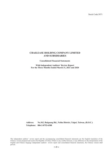 Miniature Chailease Holding Rapport trimestriel 2021-q1