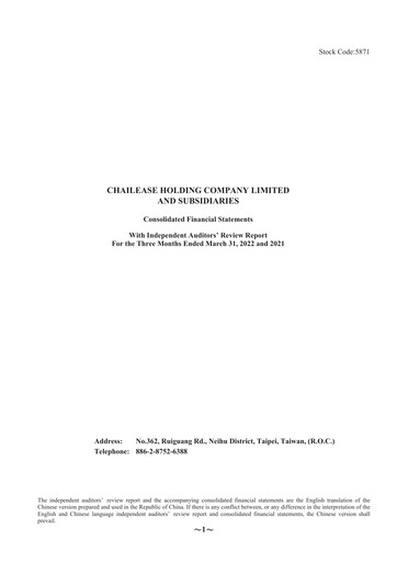 Miniature Chailease Holding Rapport trimestriel 2022-q1
