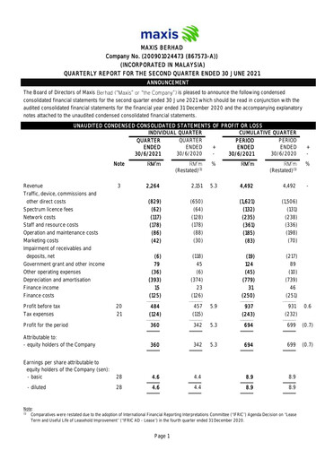 Thumbnail Maxis Berhad Quarterly Report 2021-q2