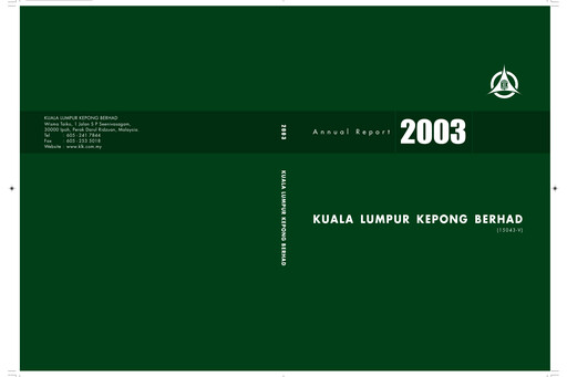 Miniature Kuala Lumpur Kepong Rapport annuel 2003