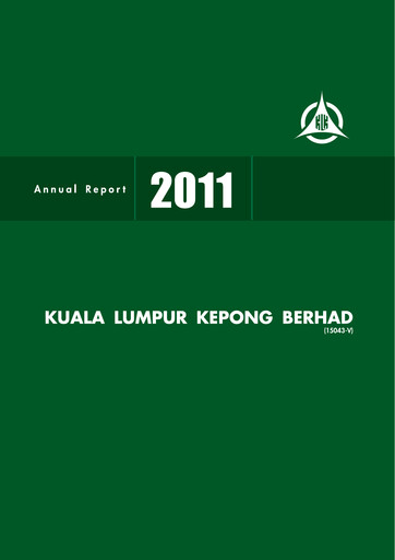Miniature Kuala Lumpur Kepong Rapport annuel 2011