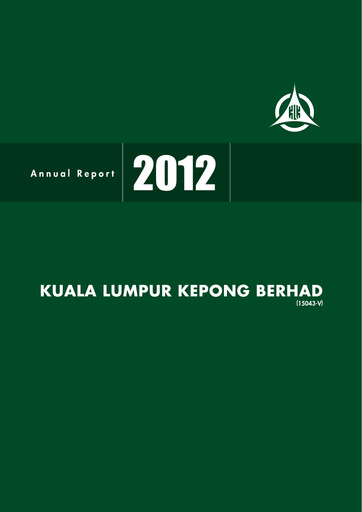 Miniature Kuala Lumpur Kepong Rapport annuel 2012