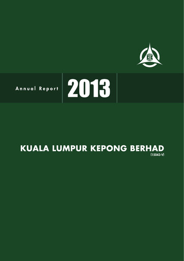 Miniature Kuala Lumpur Kepong Rapport annuel 2013