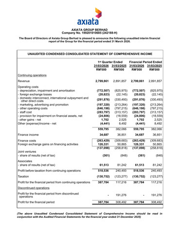 Thumbnail Axiata Group Quarterly Report 2026-q1