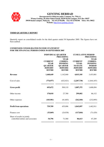 Thumbnail Genting Berhad Quarterly Report 2005-q3