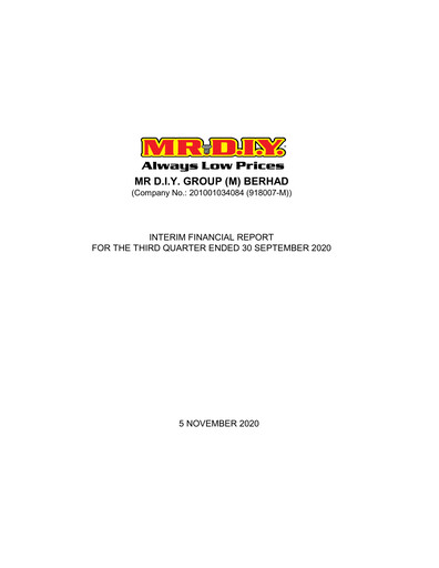 Thumbnail Mr D.I.Y. Group Quarterly Report 2020-q3