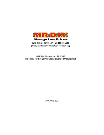 Thumbnail Mr D.I.Y. Group Quarterly Report 2021-q1