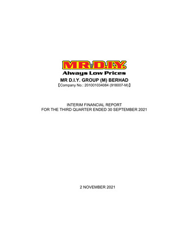 Thumbnail Mr D.I.Y. Group Quarterly Report 2021-q3