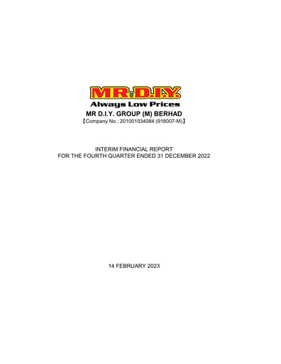 Thumbnail Mr D.I.Y. Group Quarterly Report 2022-q4