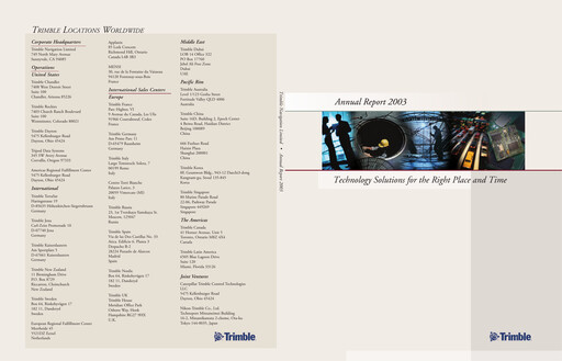 Thumbnail Trimble Annual Report 2003