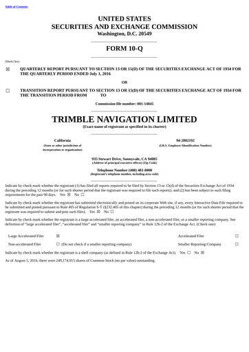 Thumbnail Trimble Quarterly Report 2016-q2