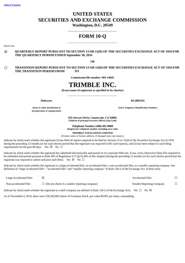 Thumbnail Trimble Quarterly Report 2016-q3