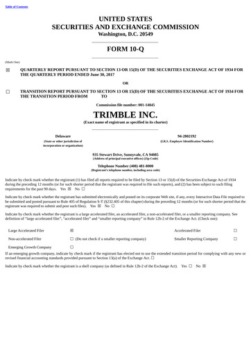 Thumbnail Trimble Quarterly Report 2017-q2