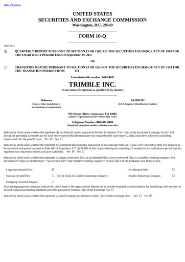 Thumbnail Trimble Quarterly Report 2017-q3