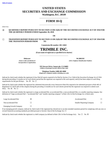 Thumbnail Trimble Quarterly Report 2018-q3