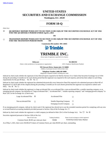 Thumbnail Trimble Quarterly Report 2021-q1