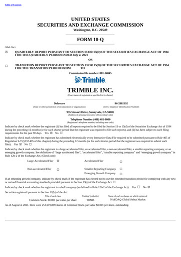Thumbnail Trimble Quarterly Report 2021-q2