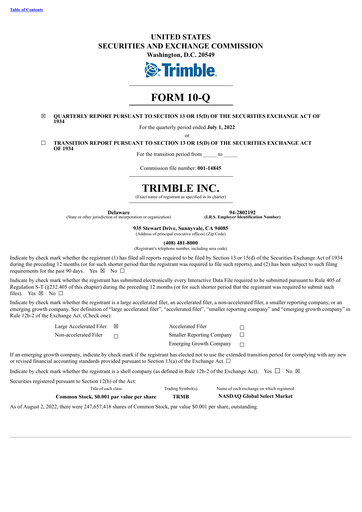 Thumbnail Trimble Quarterly Report 2022-q2