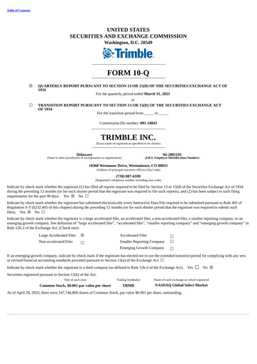 Thumbnail Trimble Quarterly Report 2023-q1
