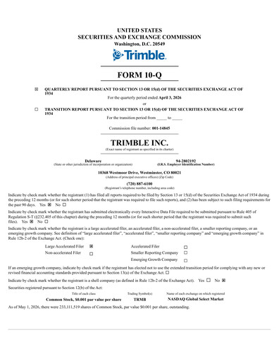 Vorschaubild Trimble Quartalsbericht 2026-q1