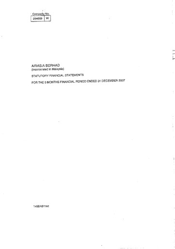 Vorschaubild Capital A (Air Asia) Finanzmitteilung 2007