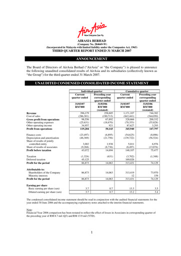 Thumbnail Capital A (Air Asia) Quarterly Report 2007-q3