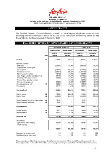 Thumbnail Capital A (Air Asia) Quarterly Report 2011-q3