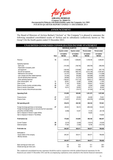 Thumbnail Capital A (Air Asia) Quarterly Report 2013-q4