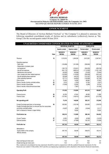 Thumbnail Capital A (Air Asia) Quarterly Report 2014-q2