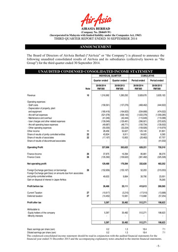 Thumbnail Capital A (Air Asia) Quarterly Report 2014-q3
