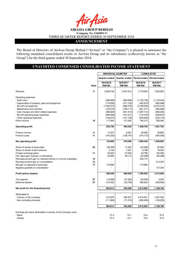 Thumbnail Capital A (Air Asia) Quarterly Report 2018-q3