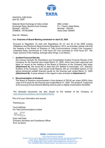 Vorschaubild Tata Communications Finanzmitteilung 2024-2025