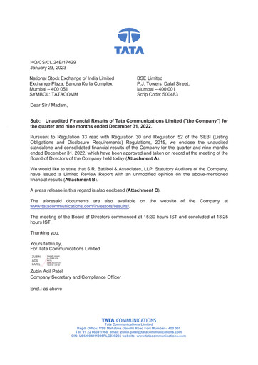 Thumbnail Tata Communications Quarterly Report 2022-q3