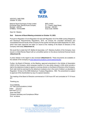 Thumbnail Tata Communications Quarterly Report 2023-q2